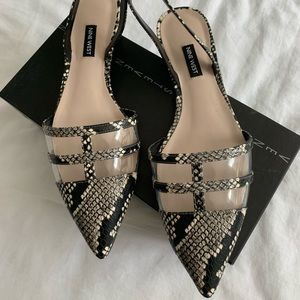Nine West snakeskin sling back flats